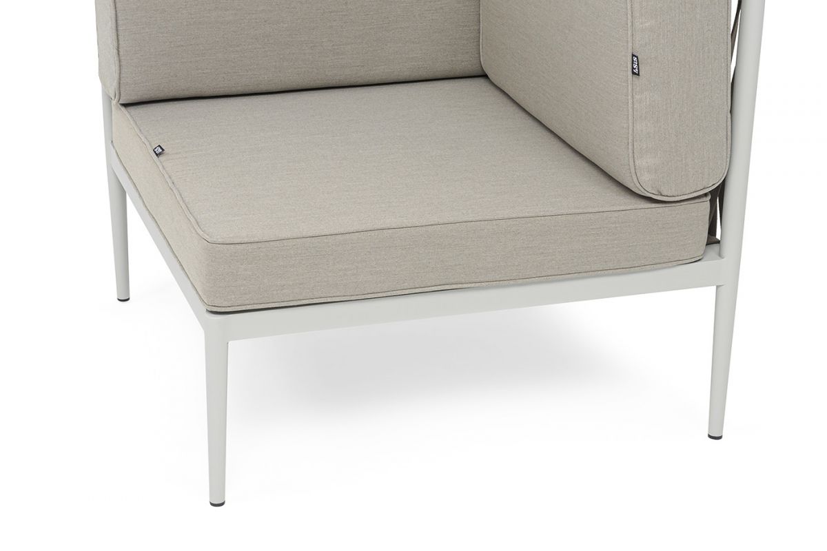 "Касабланка" угловой модуль плетеный из роупа, каркас алюминий светло-серый (RAL7035) муар, роуп сер