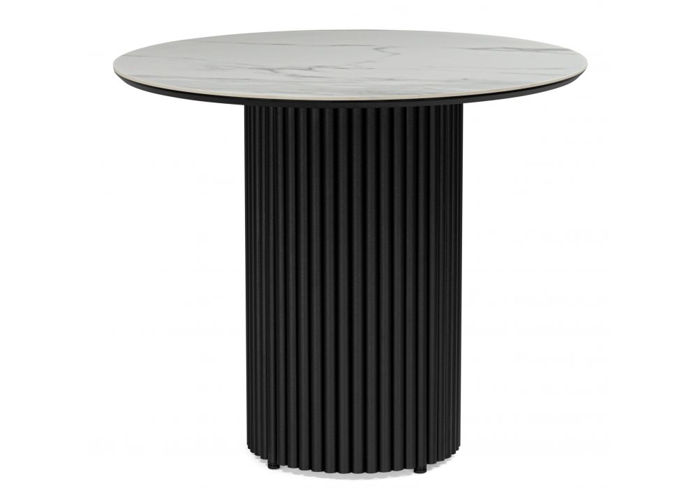 Керамический стол Барел 90 белый мрамор snow white - черный