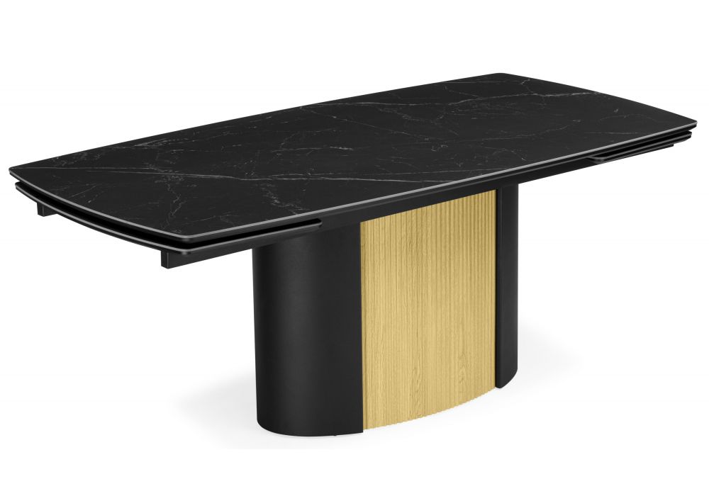 Керамический стол Бовер 180(220)x90 черный мрамор - черный - дуб натуральный
