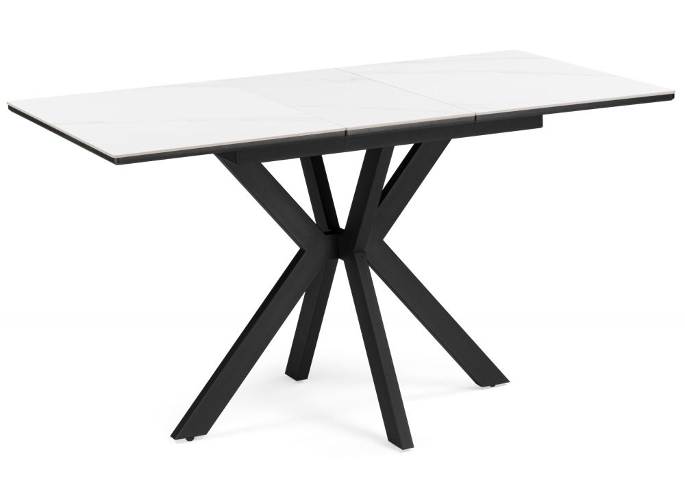 Керамический стол Гардинг 100(130)x70 белый мрамор - черный