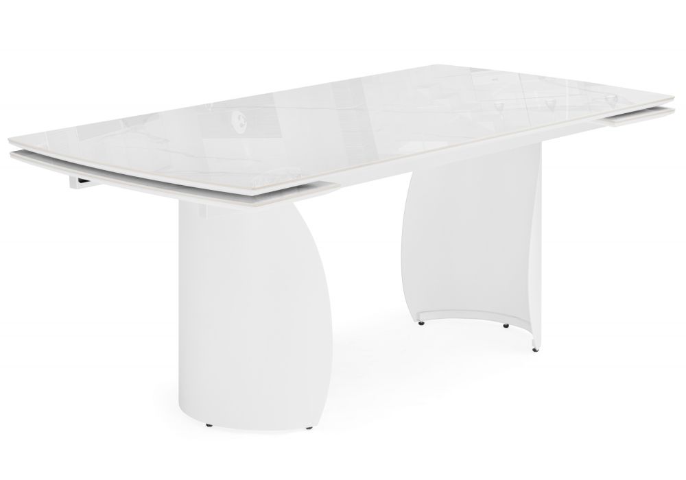 Керамический стол Готланд 180(240)x90 statuario titan gloss - белый