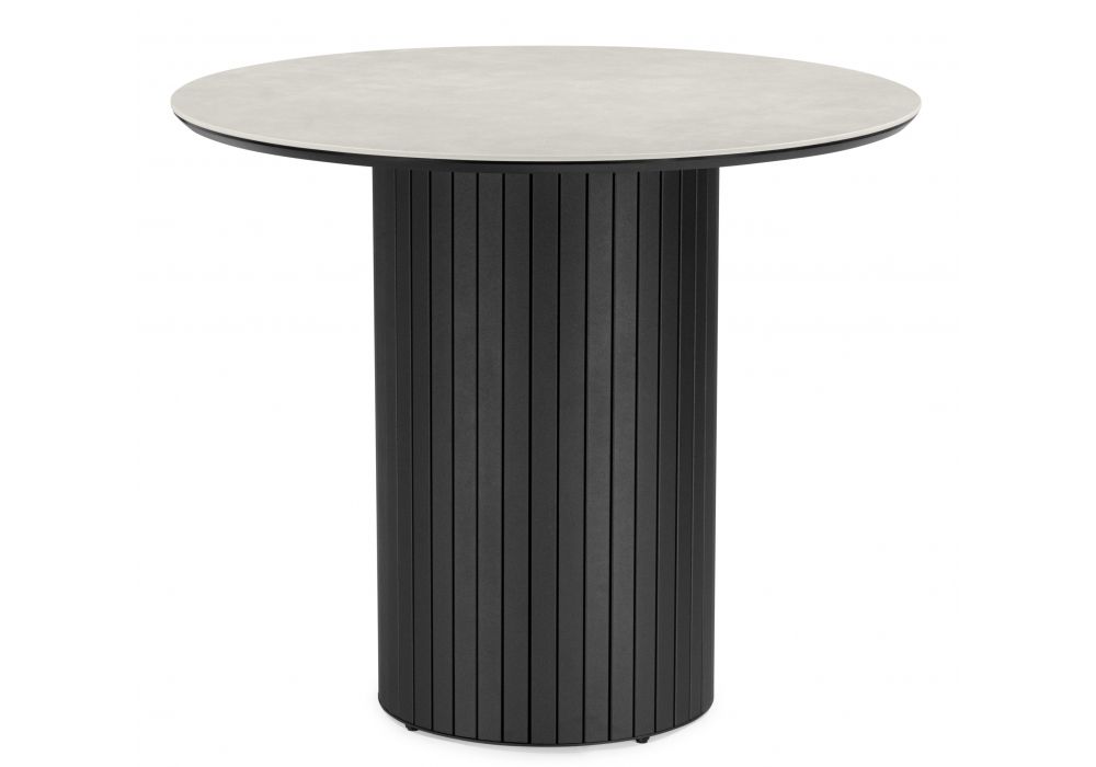 Керамический стол Гравент 90 carmen light grey - черный