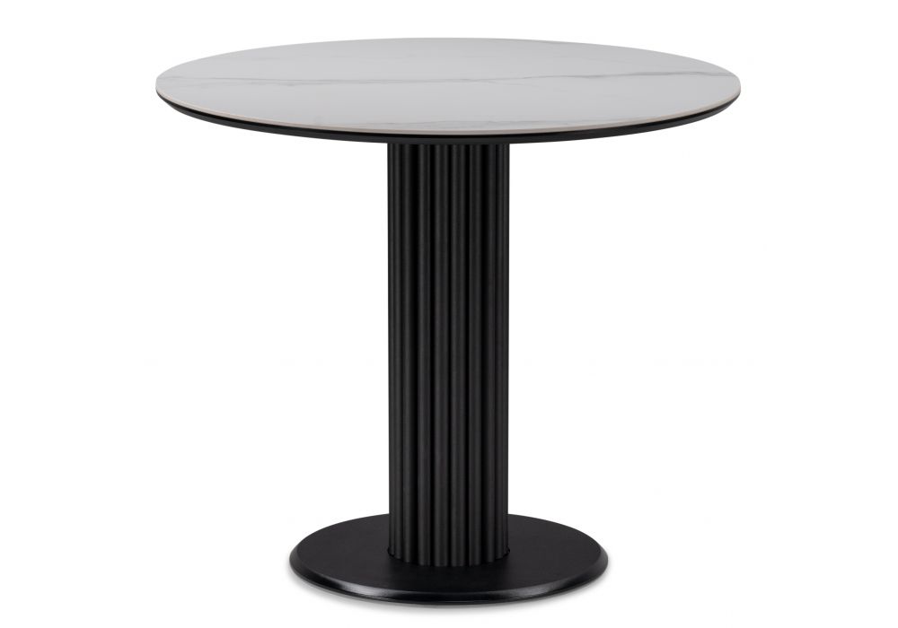 Керамический стол Кэмерон 90х90 белый мрамор snow white - черный