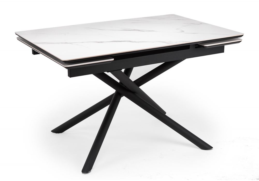 Керамический стол Мэриан 120(180)х80 snow alpin white - черный