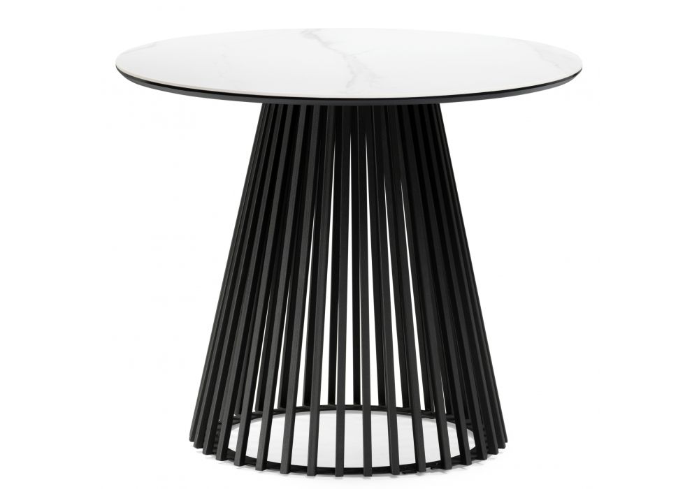 Керамический стол Нэнси 90х90х75 белый мрамор - черный
