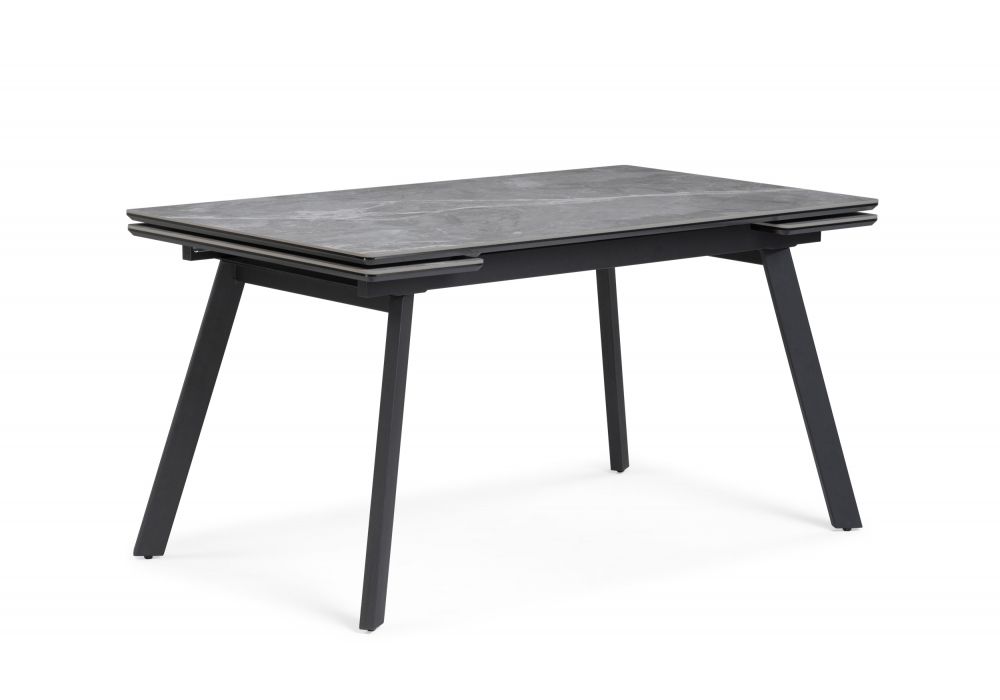 Керамический стол Норман 140(200)х80 серый мрамор larka grey - черный