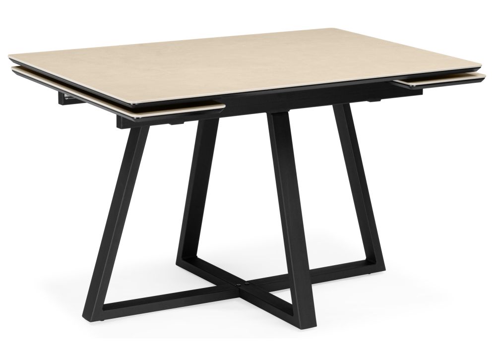 Керамический стол Памелла 120(180)х80 okara light yellow - черный