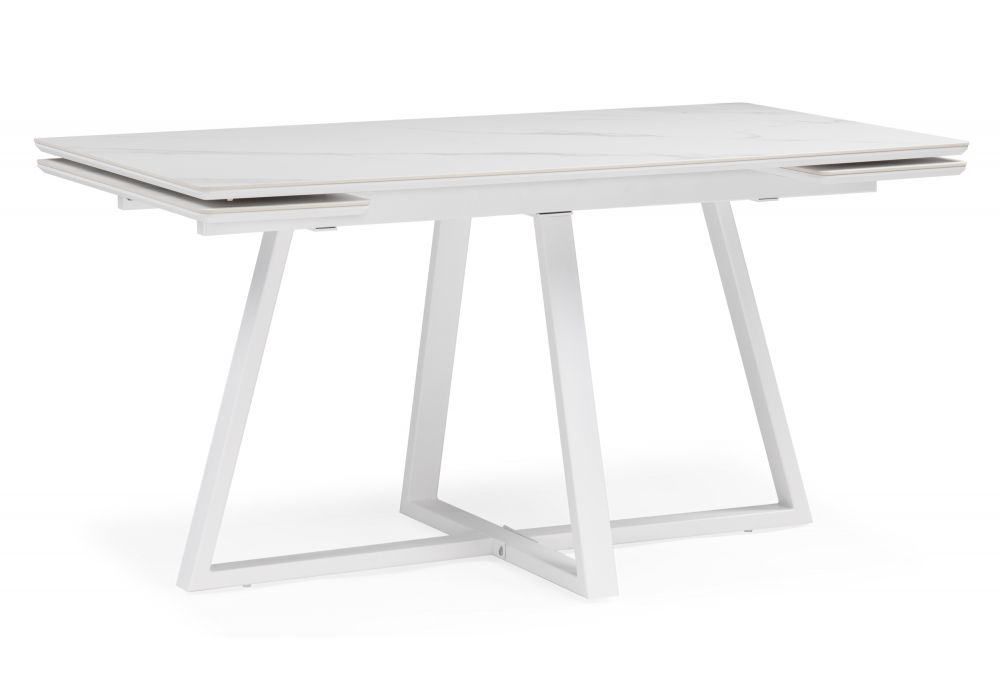 Керамический стол Памелла 140 (200) х 80 белый мрамор alpin white - snow white - белый