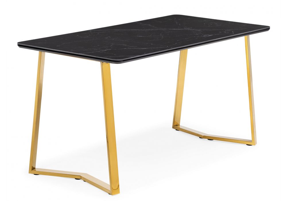 Керамический стол Селена 1 180х90 черный мрамор - золото