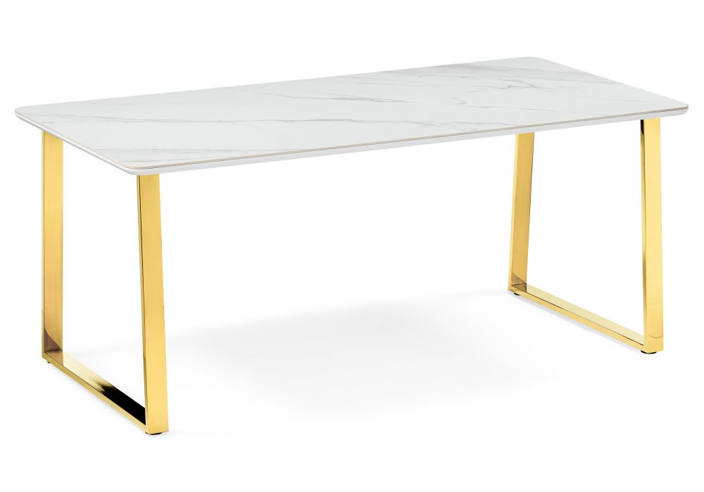 Стол Селена 2 180х90х77 белый мрамор - золото