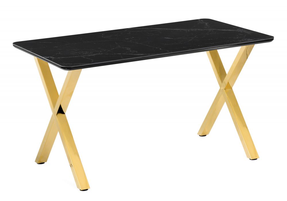 Керамический стол Селена 3 160х90 черный мрамор - золото