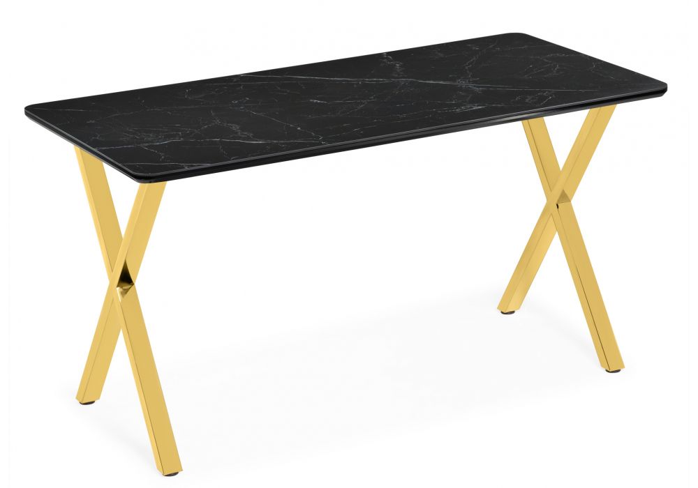 Керамический стол Селена 3 180х90 черный мрамор - золото