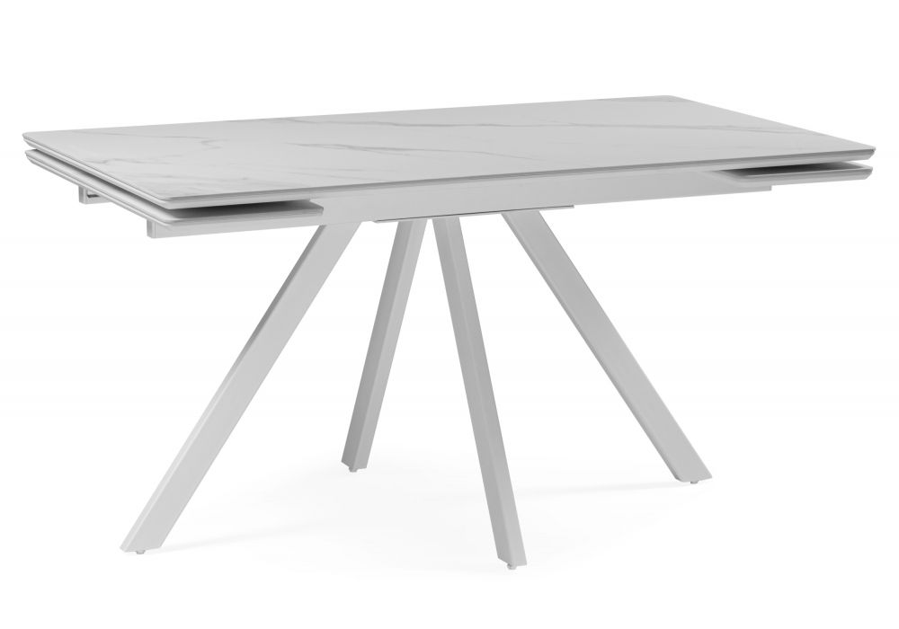 Керамический стол Вилли 140 (200) х 80 белый мрамор alpin white - snow white - белый