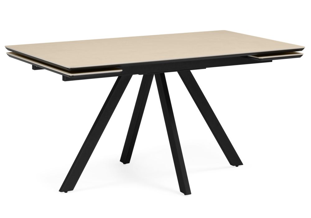 Керамический стол Вилли 140(200)х80 okara light yellow - черный