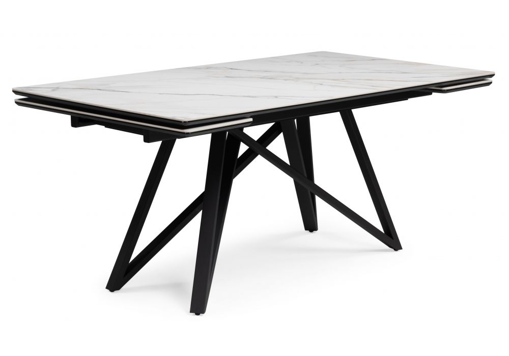 Керамический стол Вилсон 160(220)х89 белый gilt white - черный