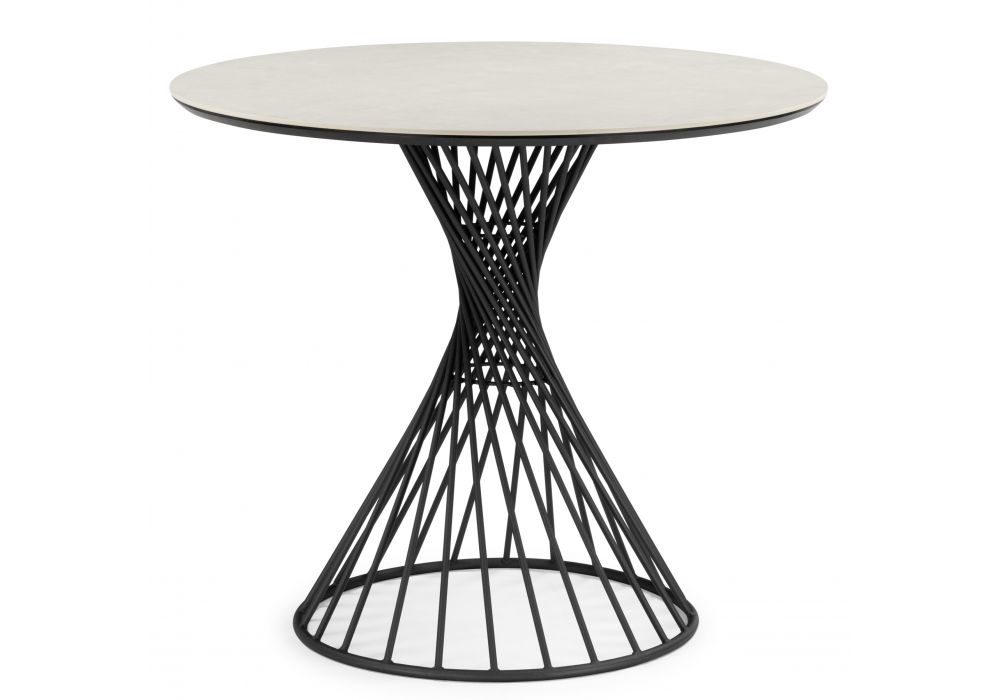 Керамический стол Вивиен 90 carmen light grey - черный