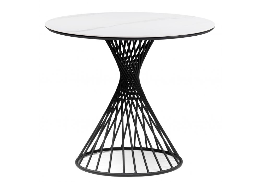 Керамический стол Вивиен 90x90x75 белый мрамор snow white - черный