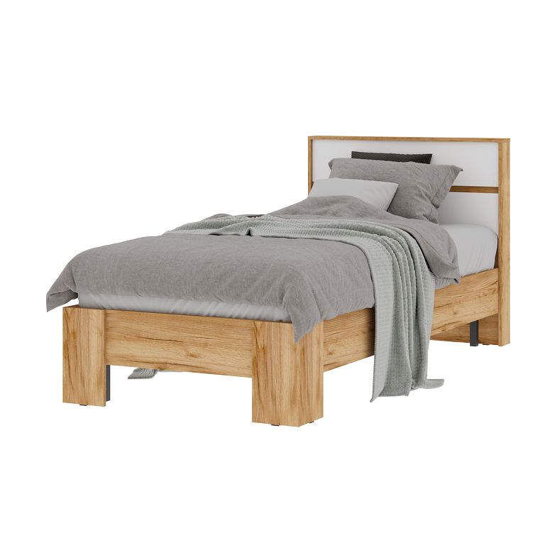 Хелен КР 01 Кровать 0.9х2.0 (970х928х2114) белый-дуб крафт золото