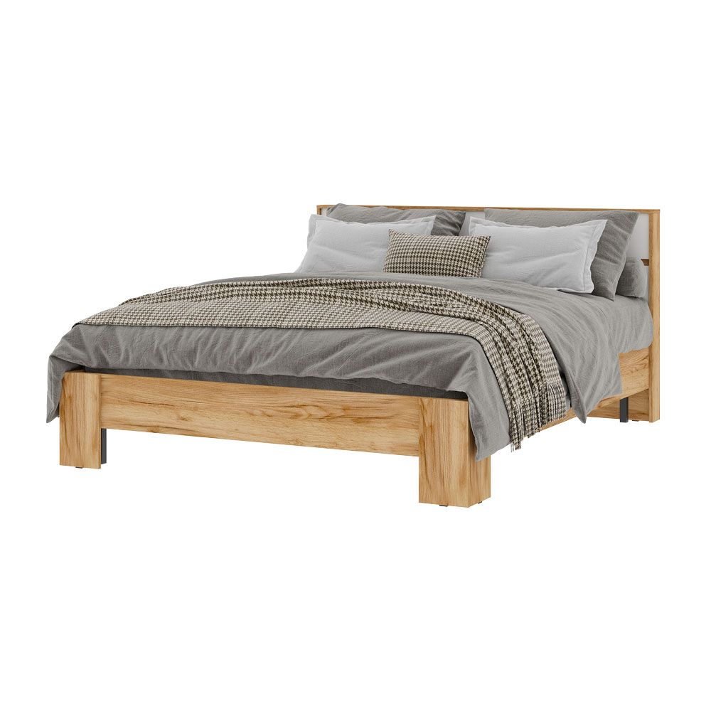 Хелен КР 03 Кровать 1.6х2.0 (1670х928х2114) белый-дуб крафт золото