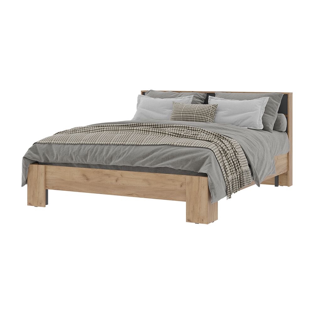 Хелен КР 03 Кровать 1.6х2.0 (1670х928х2114) серый графит-дуб крафт золото