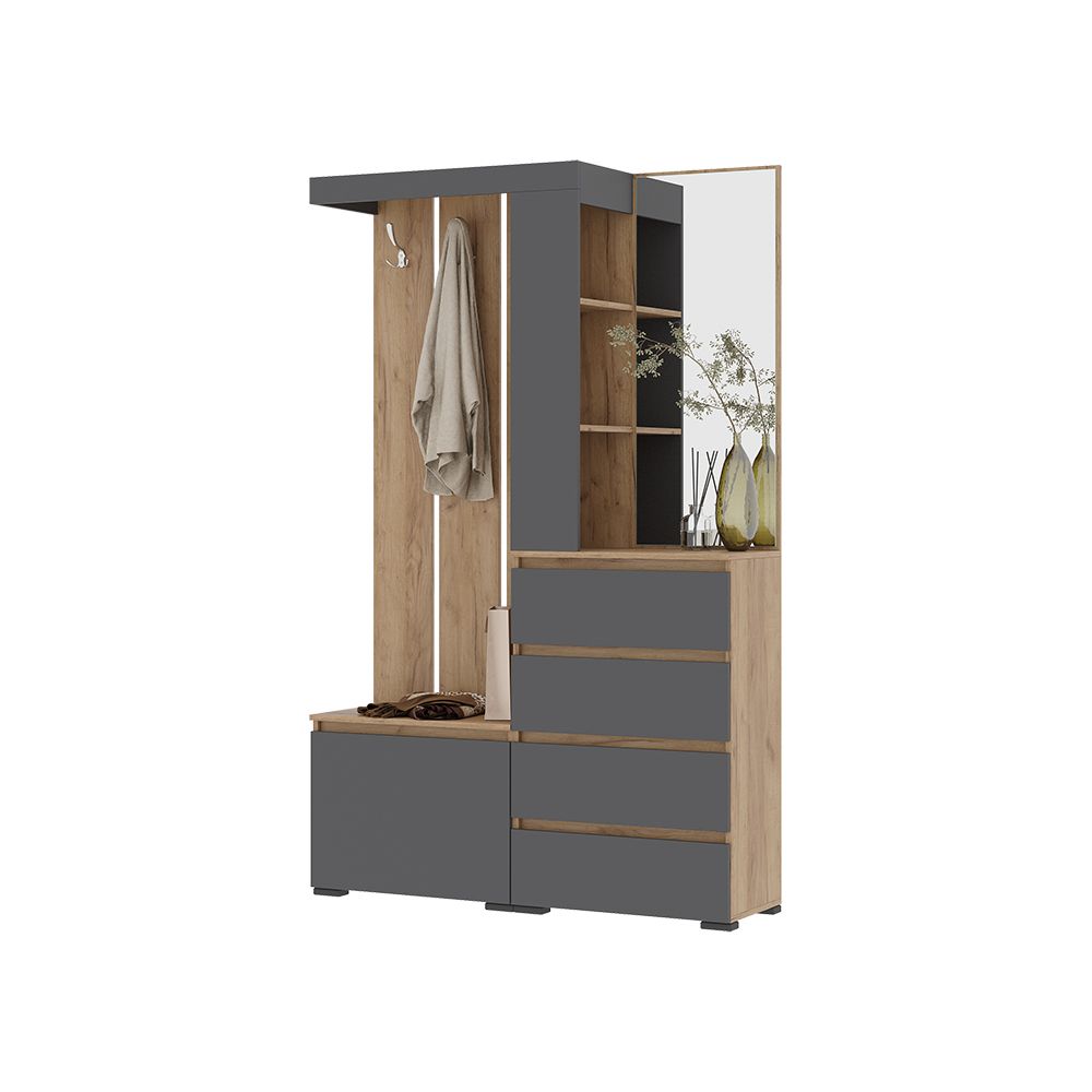 Хелен ПР-01 (Хельга) прихожая серый графит-дуб крафт золото