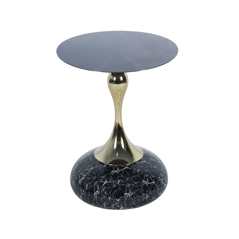 Кофейный столик Angel диам.40см x 55см, чёрный мрамор, металл