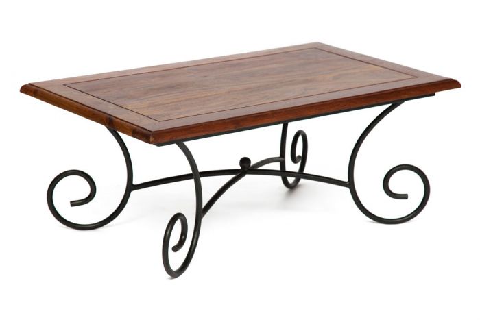 Кофейный столик Secret De Maison Luberon (mod 6) дерево палисандр-металл, 40х100х60см, светло-коричневый-темно-коричневый с патиной