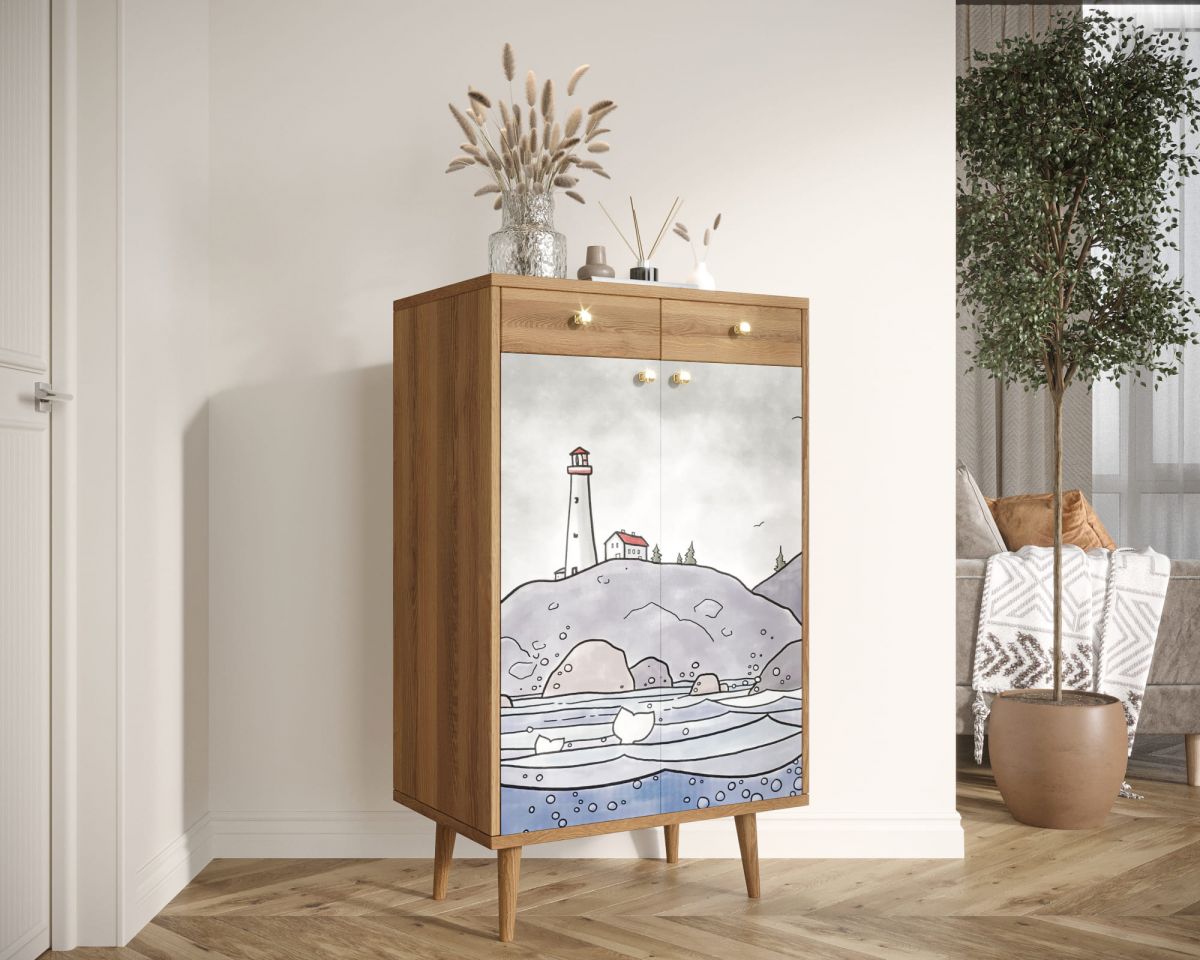 Комод "Berber" два ящика и дверки арт BB46-Print_51