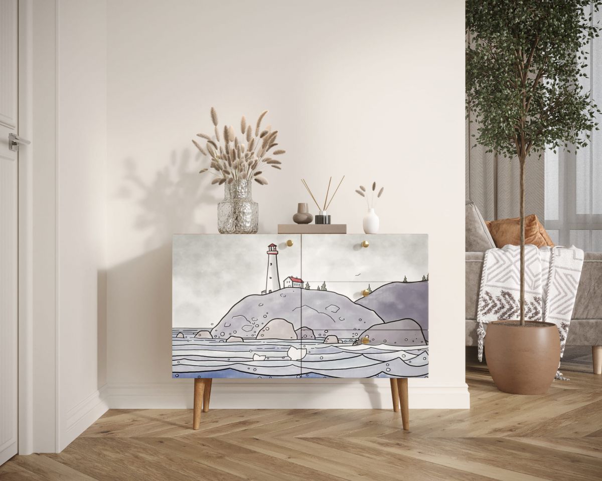 Комод "Berber" три ящика и дверка арт BB34-Print_51