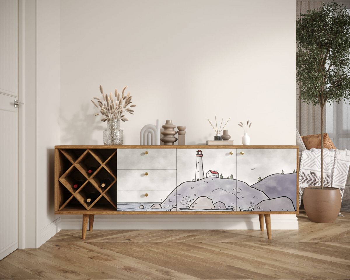 Комод "Berber" удлиненный с бутылочницей арт BB15-Print_51