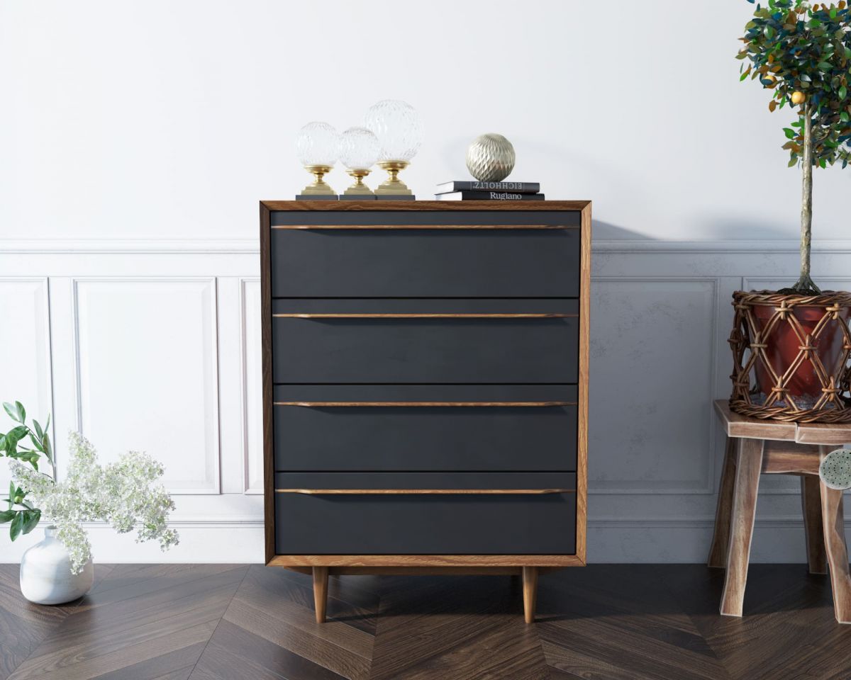 Комод "Bruni Black" на четыре ящика