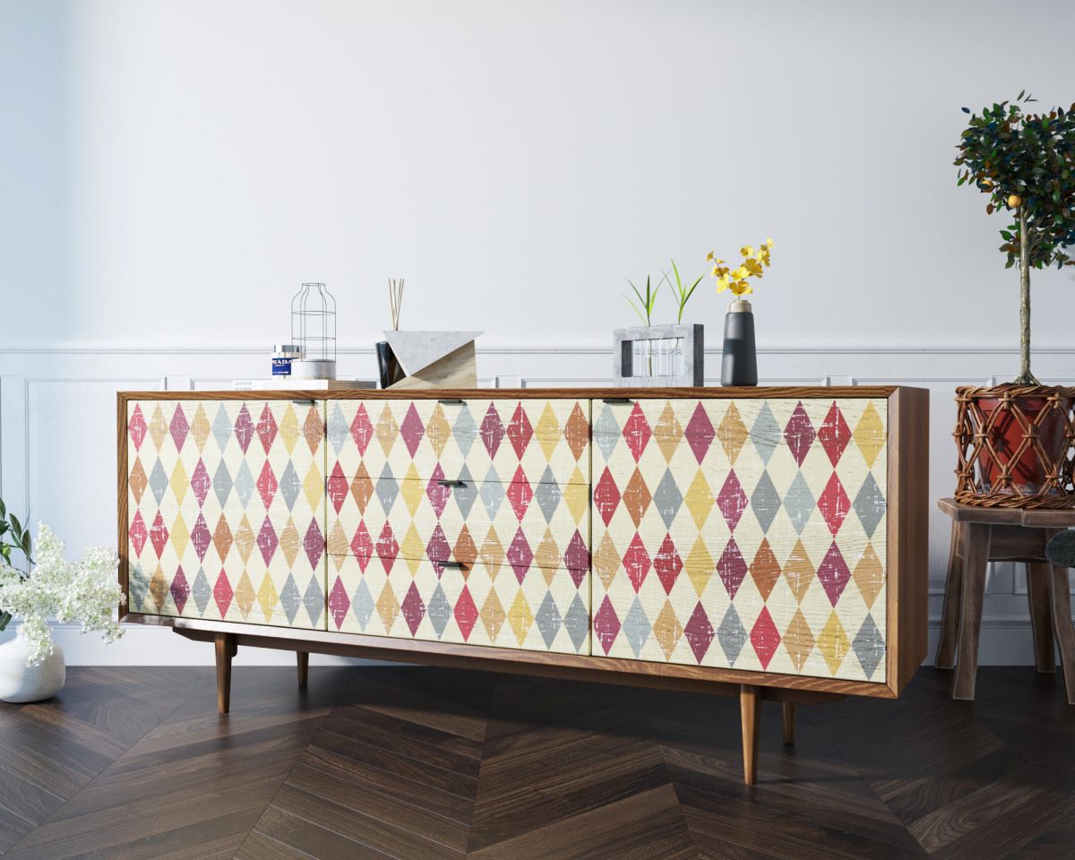 Комод "Bruni print" с тремя ящиками и дверками