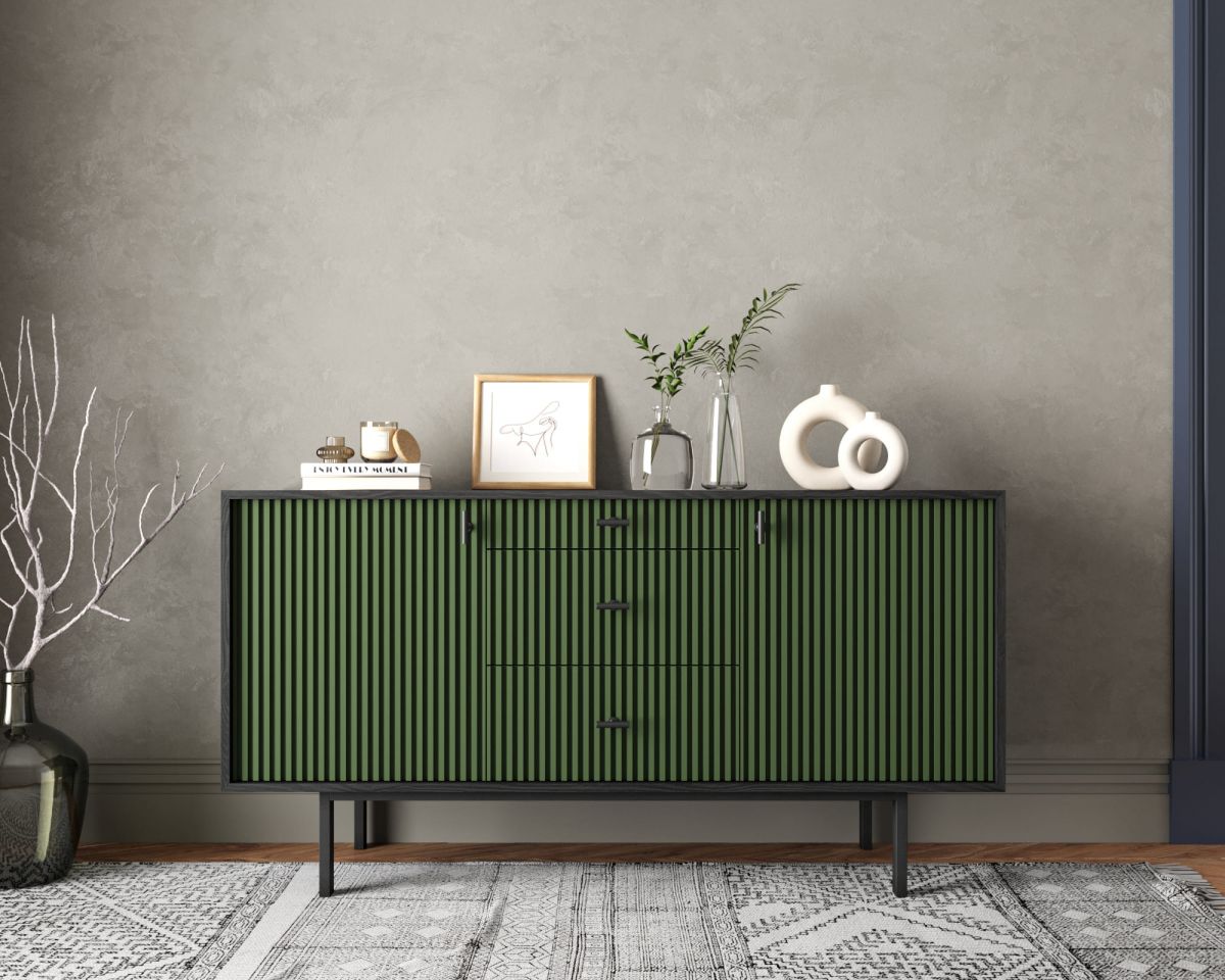 Комод две дверки и три ящика "Emerson" арт EM08-green-L