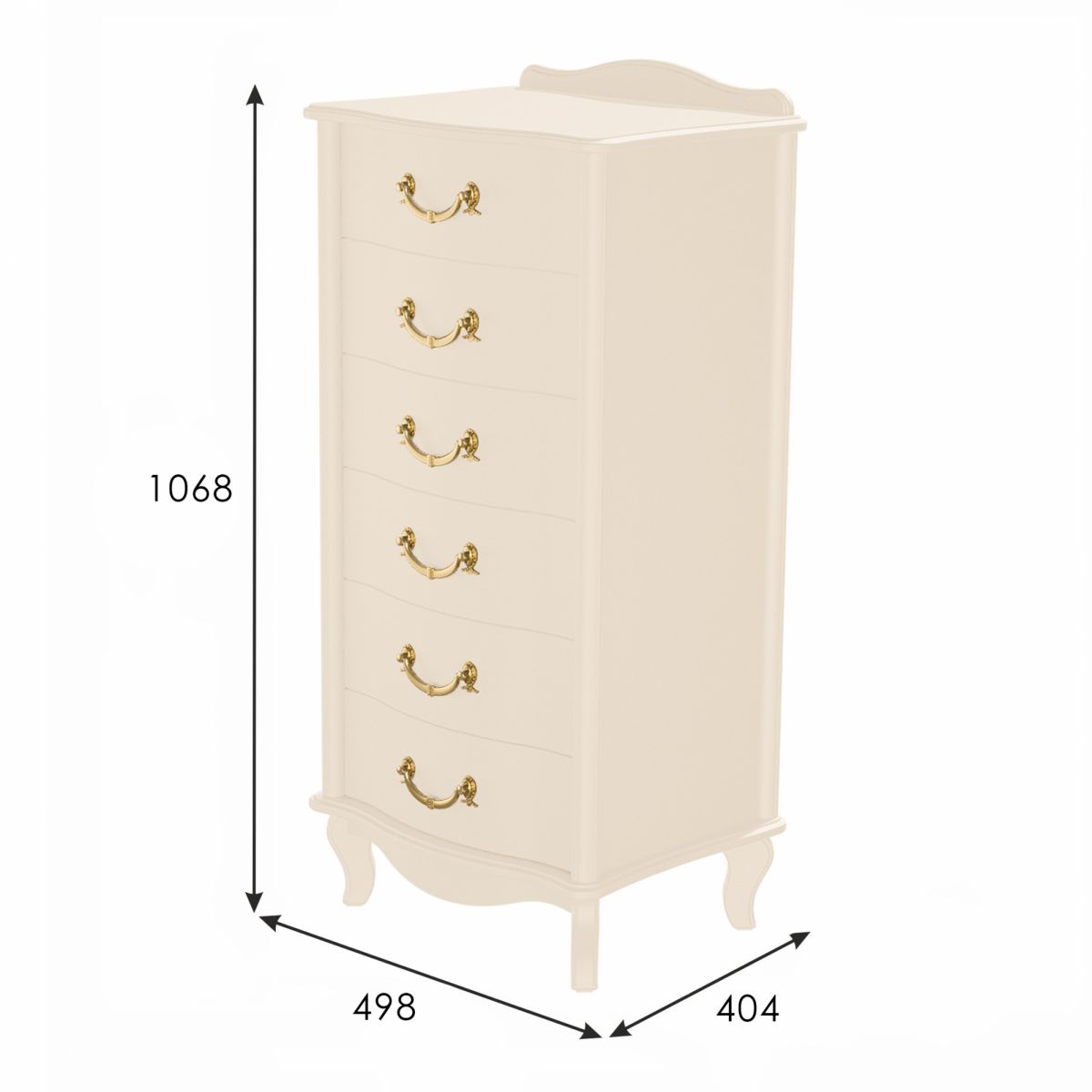 Комод Джульетта узкий 6 ящ., дуб шампань Л