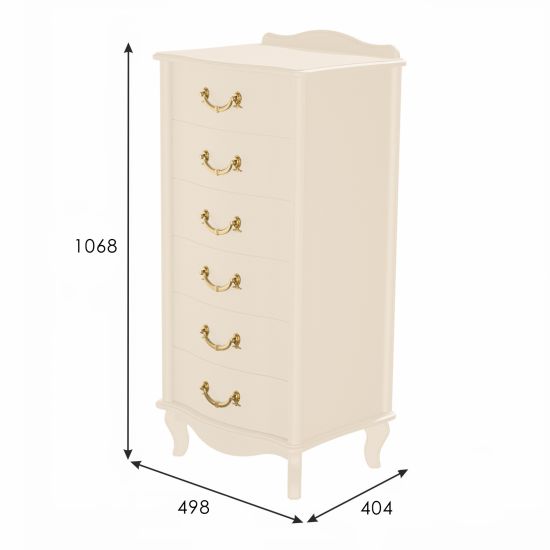 Комод Джульетта узкий 6 ящ., дуб шампань Л