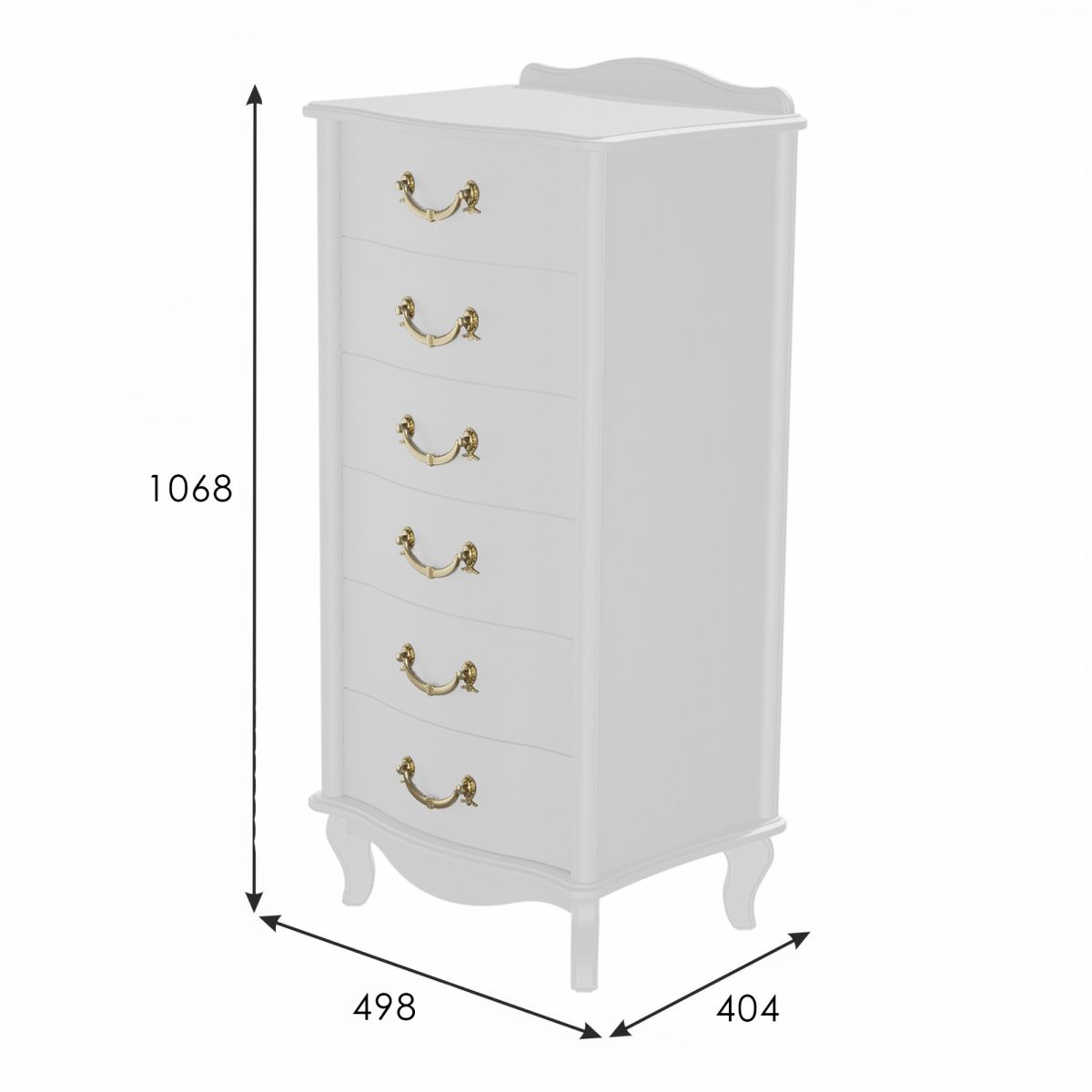 Комод Джульетта узкий 6 ящ., молочный дуб Л