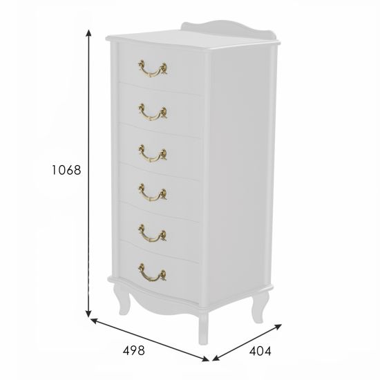Комод Джульетта узкий 6 ящ., молочный дуб Л