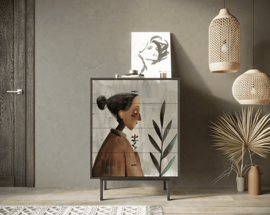 Комод "Emerson Женщина с цветком" арт EM18-Art2