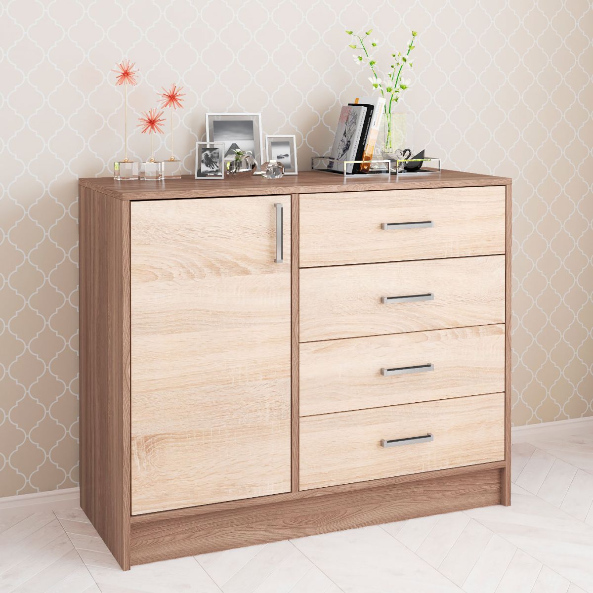 Комод Катрин 6 (830х1000х435) ясень шимо-дуб сонома