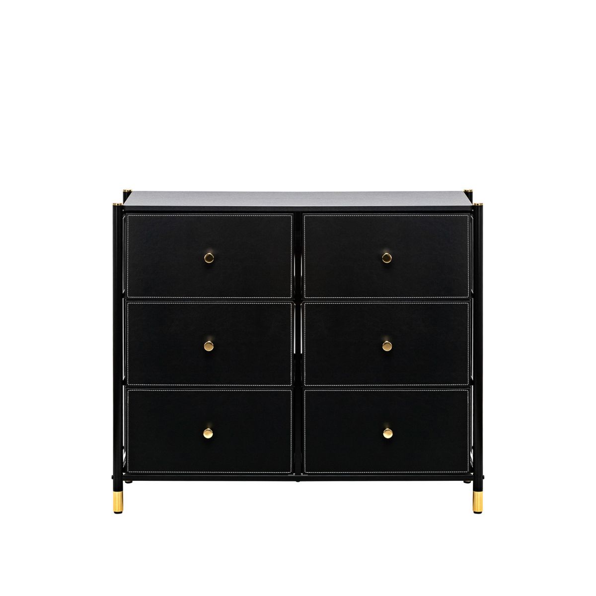 Комод Leset Нирита-Хайди, 6 ящиков, Черный, Черный, Черный