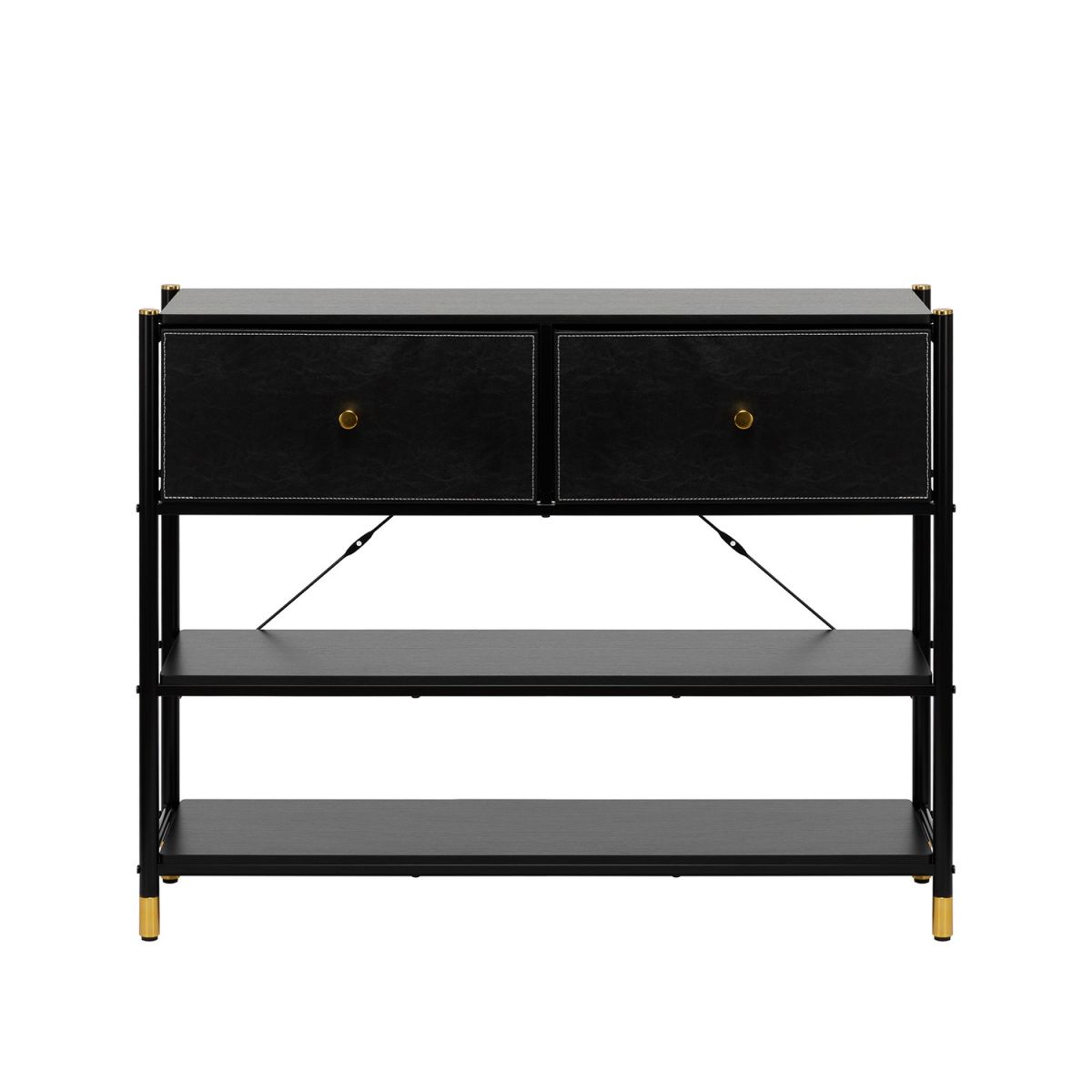 Комод Leset Нирита-Хайди с полками 2 ящика, Чёрный, Чёрный Чёрный