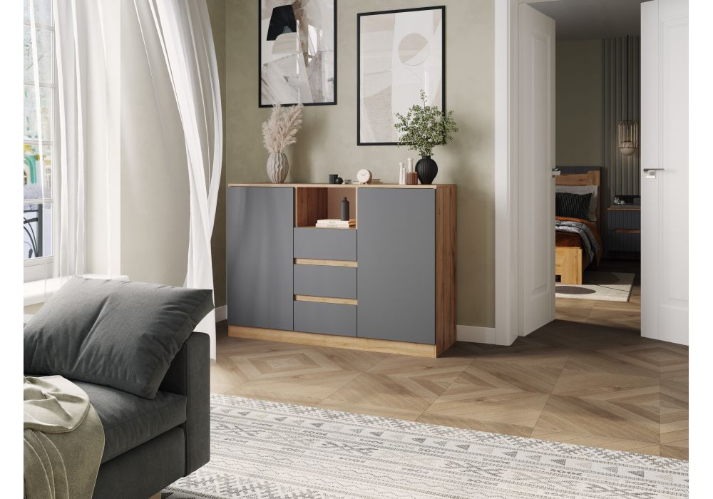 Комод Маллоу-2 дуб вотан - графит софт