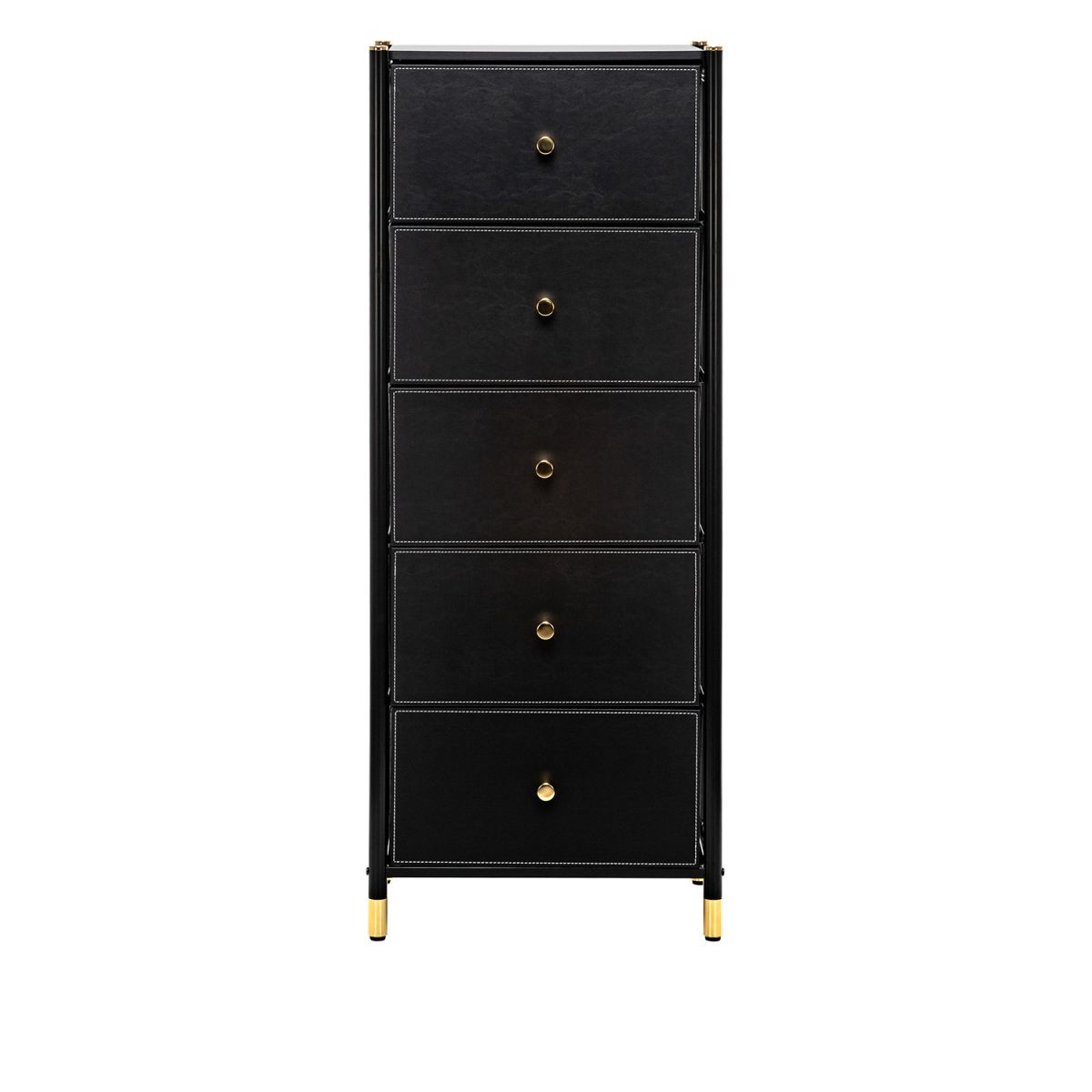 Комод Нирита-Хайди, 5 ящиков, Чёрный, Черный, Черный