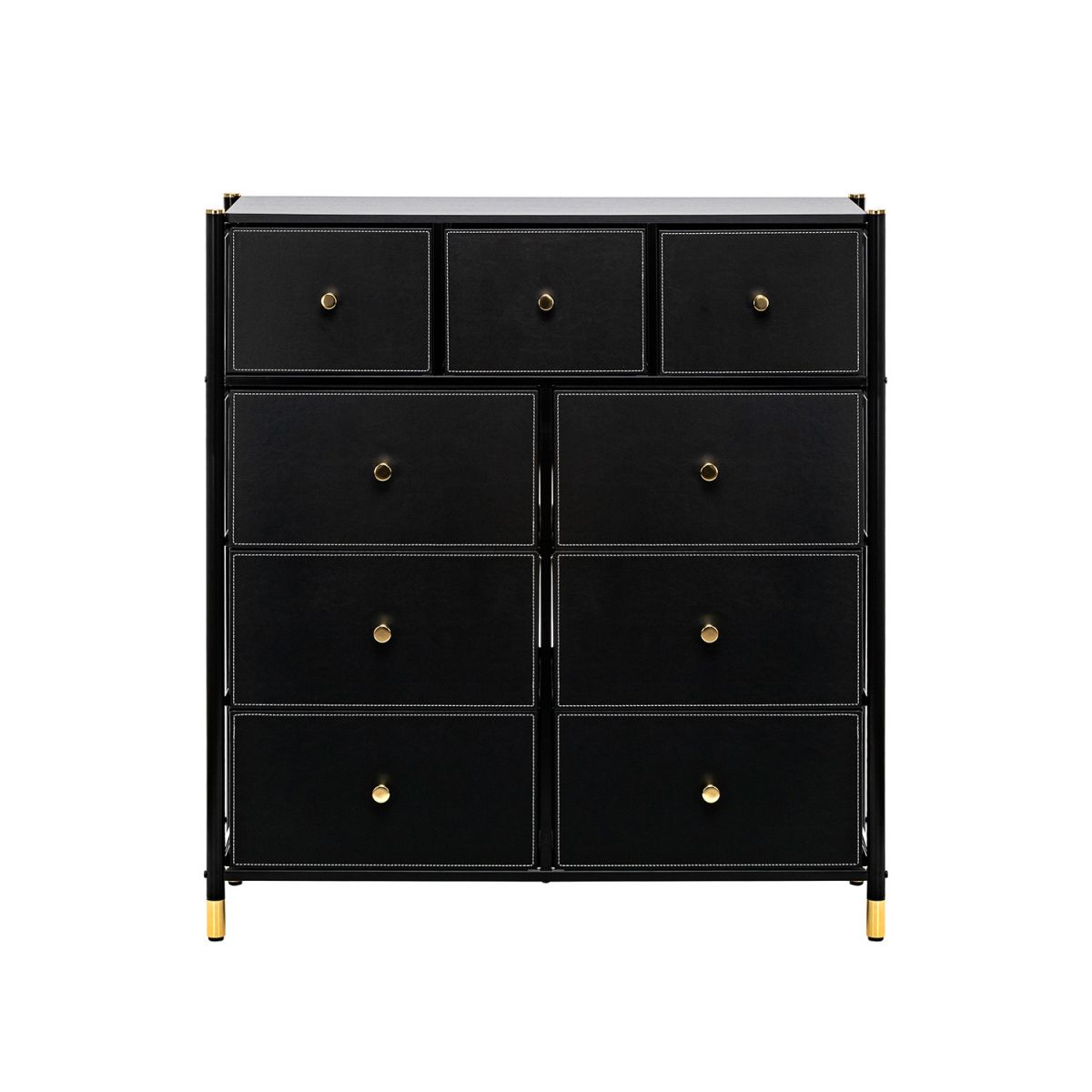 Комод Нирита-Хайди, 9 ящиков, Черный, Черный, Черный