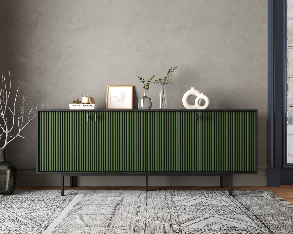 Комод с четыремя дверками "Emerson" арт EM01-green-L