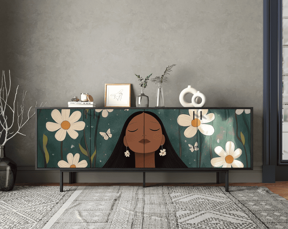 Комод с четыремя дверками "Emerson Индианка" арт EM01-Art3