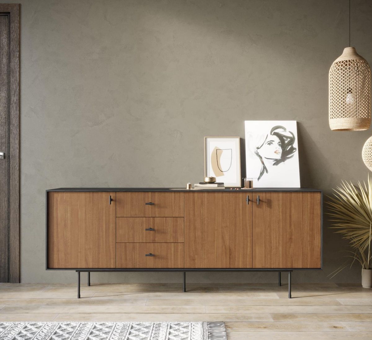 Комод с тремя дверками и тремя ящиками "Emerson" арт EM07