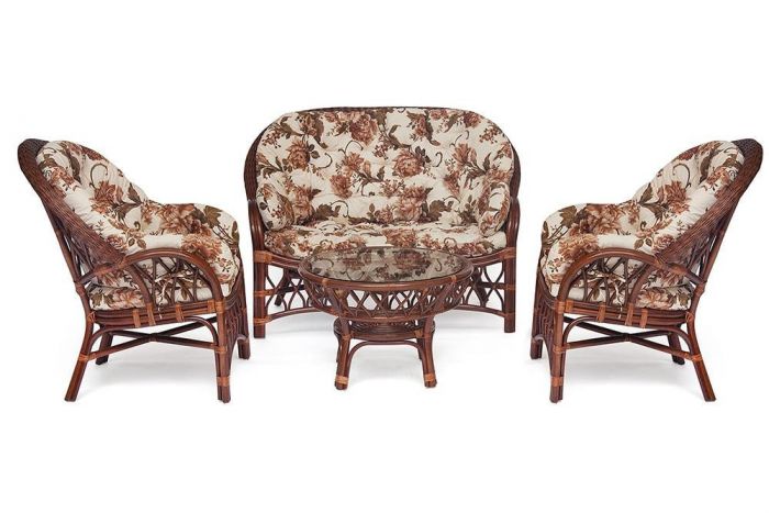 КОМПЛЕКТ для отдыха NEO CHURCHILL ( стол + диван + 2 кресла ) antique brown-античный коричневый