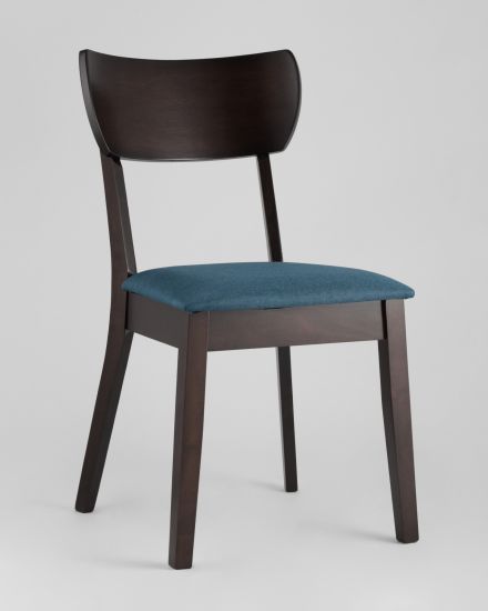 УТ000002045 | Комплект из четырех стульев | TOMAS мягкое синее сиденье деревянный каркас из массива гевеи