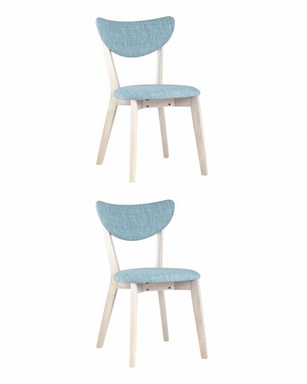 УТ000024026 | Комплект из двух стульев | SVEN голубой обеденный деревянный массив гевеи цвет беленый дуб